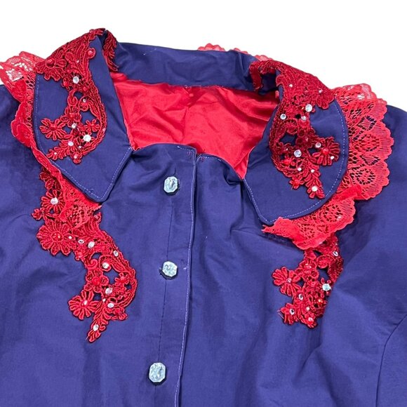 Purple & Red Lace Floral Top Skirt Drawstring Pouch Plus Size Cosplay Theater - Picture 10 of 16